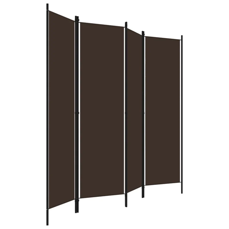Paravent séparateur de pièce cloison 4 panneaux 200 x 180 cm en tissu marron et fer DEC030873