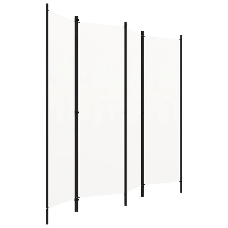 Paravent séparateur de pièce cloison 4 panneaux 200 x 180 cm en tissu blanc et fer DEC030838