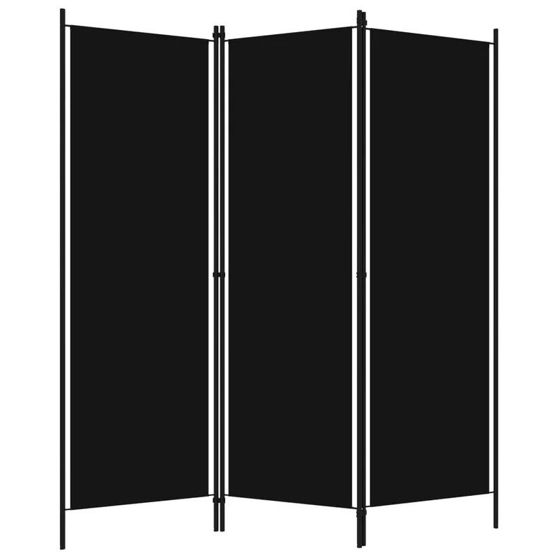 Paravent séparateur de pièce cloison 3 panneaux 150 x 180 cm en tissu noir et fer DEC030798