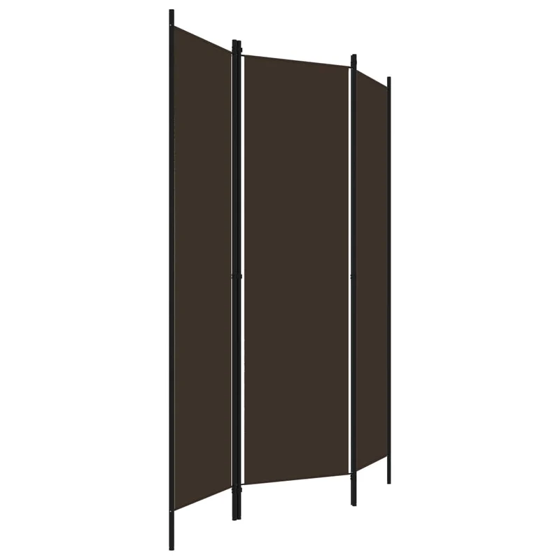 Paravent séparateur de pièce cloison 3 panneaux 150 x 180 cm en tissu marron et fer DEC030775