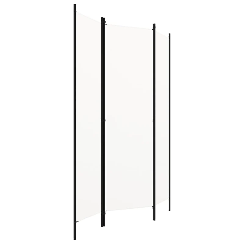 Paravent séparateur de pièce cloison 3 panneaux 150 x 180 cm en tissu blanc et fer DEC030738