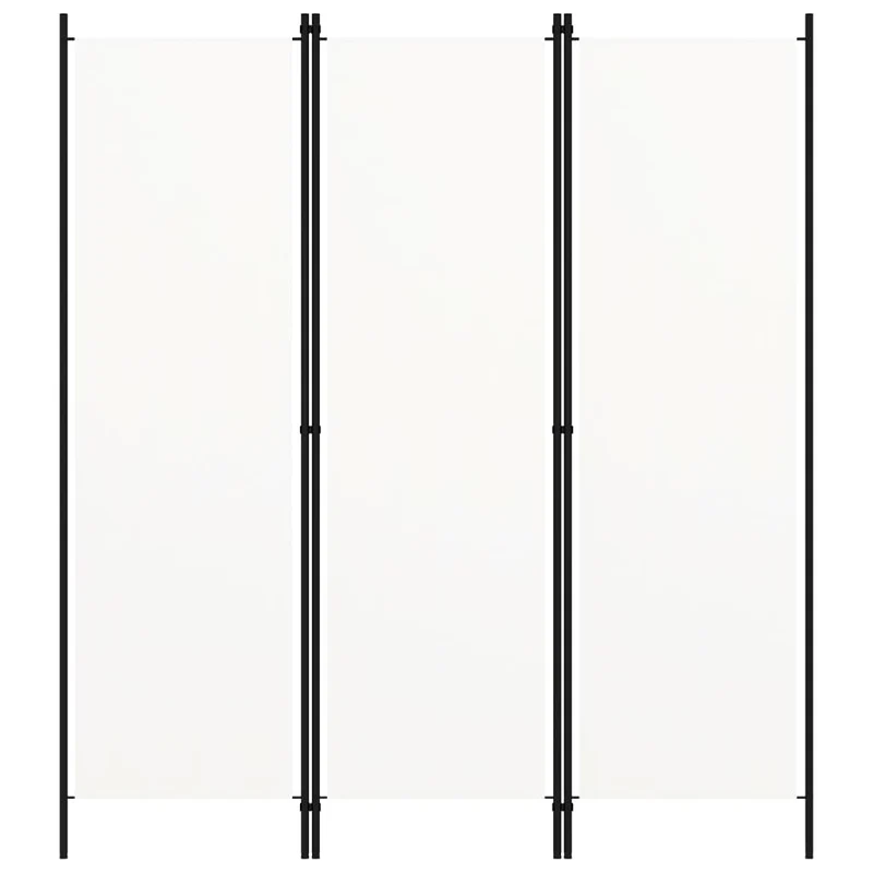 Paravent séparateur de pièce cloison 3 panneaux 150 x 180 cm en tissu blanc et fer DEC030738