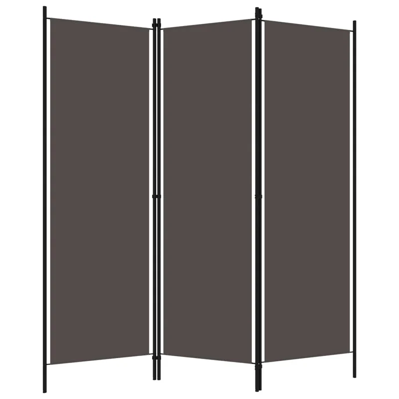 Paravent séparateur de pièce cloison 3 panneaux 150 x 180 cm en tissu anthracite et fer DEC030722