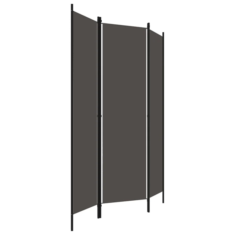 Paravent séparateur de pièce cloison 3 panneaux 150 x 180 cm en tissu anthracite et fer DEC030722