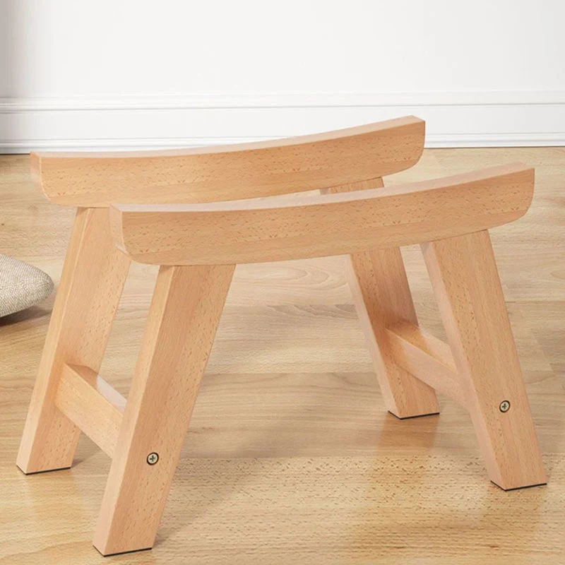 Modern Minimalist Square Cushion Rubberwood Cotton Linen Shoe Bench Low Stool For Living Room