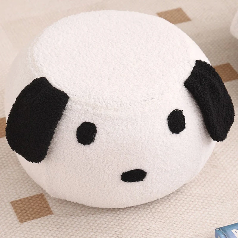 Modern Art Deco Round Teddy Fleece Plywood Low Stool Backless Armless For Living Room