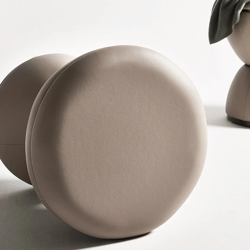 Modern Minimalist Round Hourglass Shape Microfiber Leather Plywood Stainless Steel Low Stool For Living Room