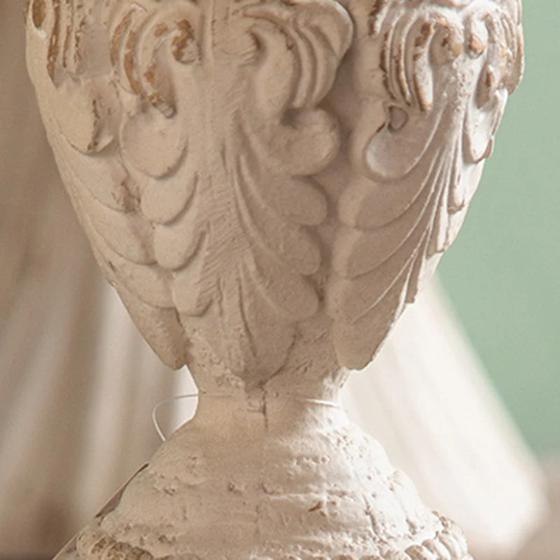 Traditional French Round Square Base Carved Magnesium Oxide Chinese Fir End Table For Living Room