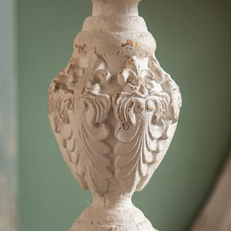 Traditional French Round Square Base Carved Magnesium Oxide Chinese Fir End Table For Living Room