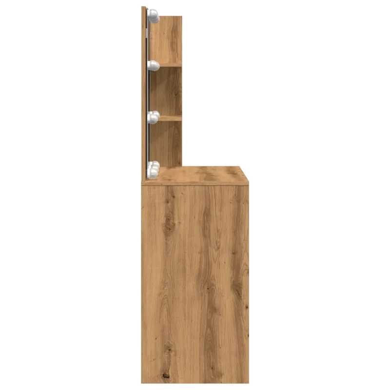 Coiffeuse avec LED avec tiroir de rangement et deux étagères ouvertes 60 x 40 x 140 cm bois d'ingénierie marron DEC031217