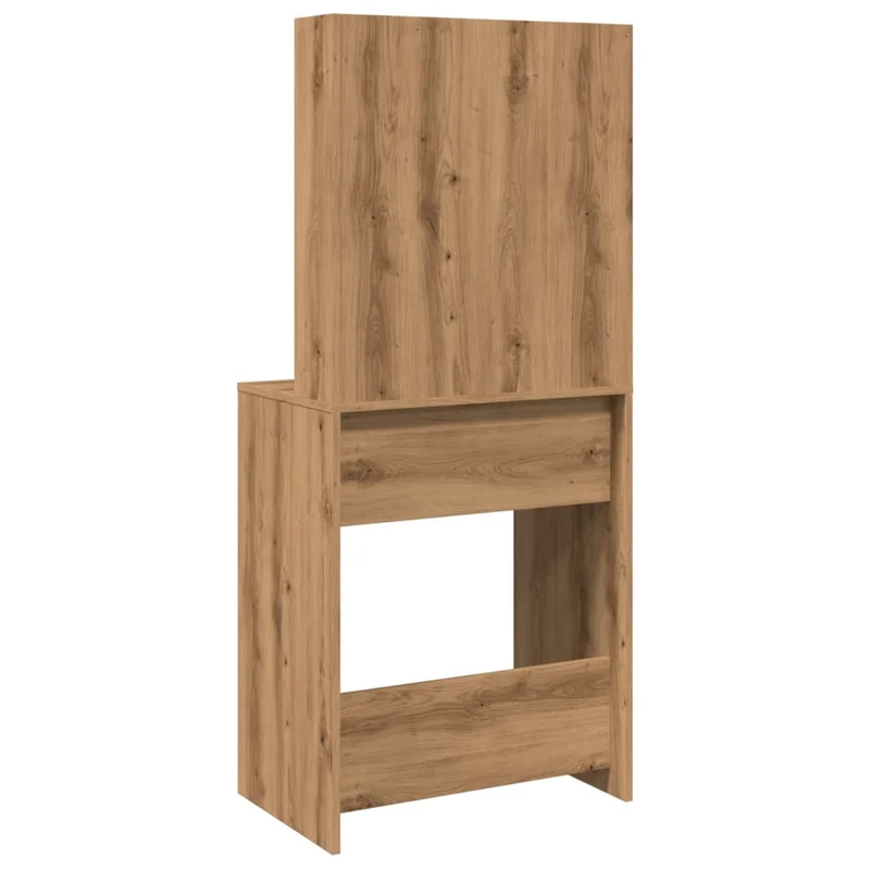 Coiffeuse avec LED avec tiroir de rangement et deux étagères ouvertes 60 x 40 x 140 cm bois d'ingénierie marron DEC031217