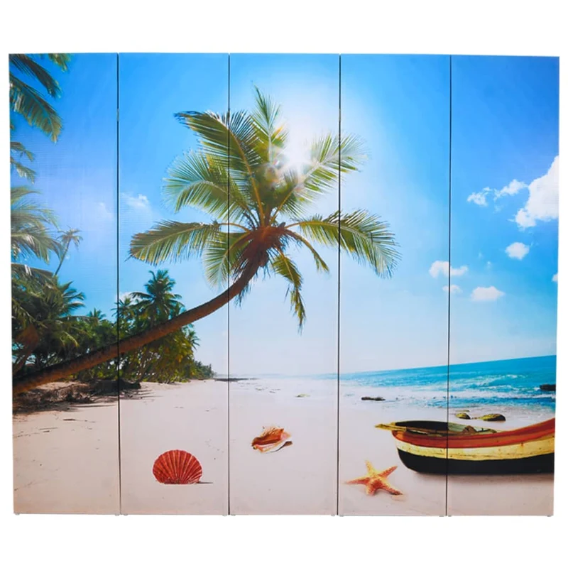 Paravent séparateur de pièce cloison pliable 200 x 170 cm design plage en bois de sapin DEC031171
