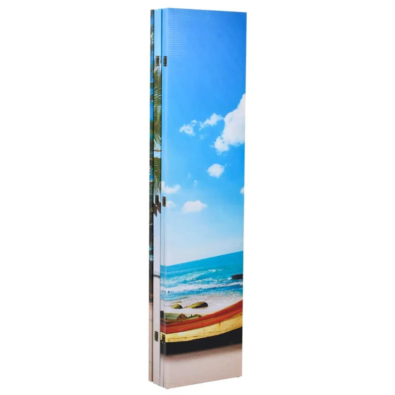 Paravent séparateur de pièce cloison pliable 200 x 170 cm design plage en bois de sapin DEC031171