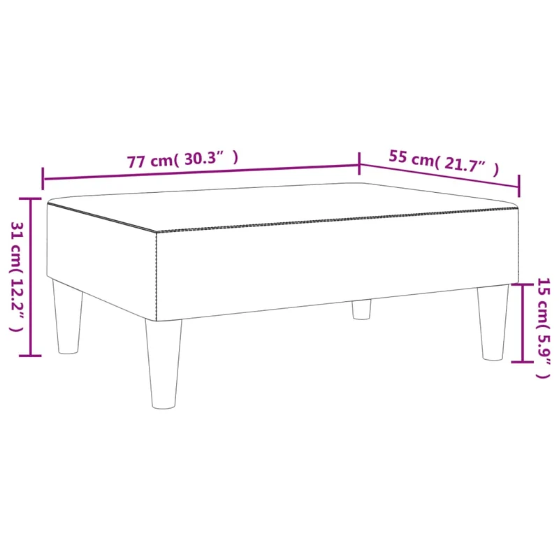 Repose-pieds tabouret 77 x 55 x 31 cm en tissu noir et contreplaqué DEC030518