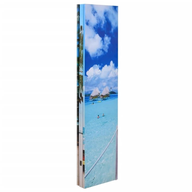 Paravent séparateur de pièce cloison pliable 4 panneaux 160 x 170 cm design plage DEC031169