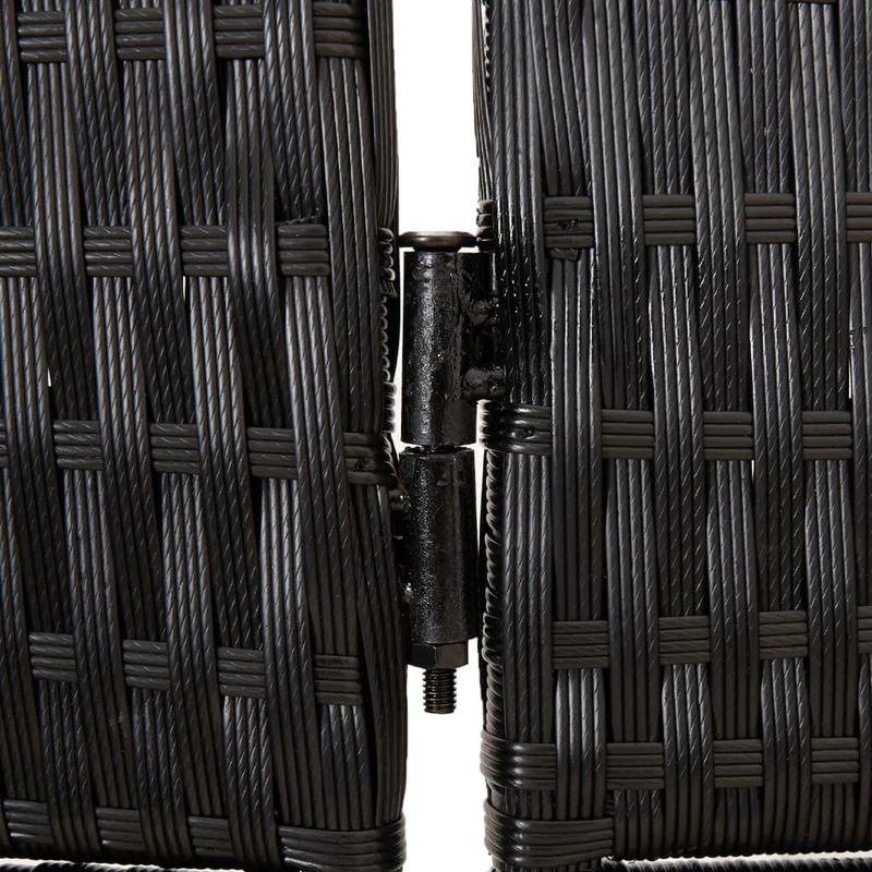 Paravent séparateur de pièce cloison 6 panneaux en résine tressée et acier noir DEC031133