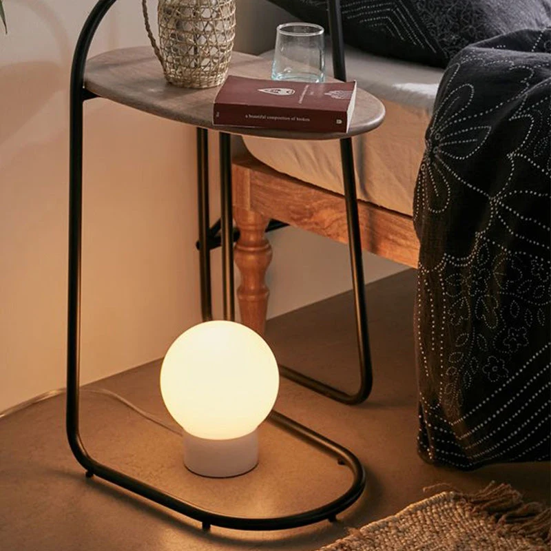 Modern Minimalist Oval Curve Birch Marine Plywood Metal End Table 1-Tier For Living Room
