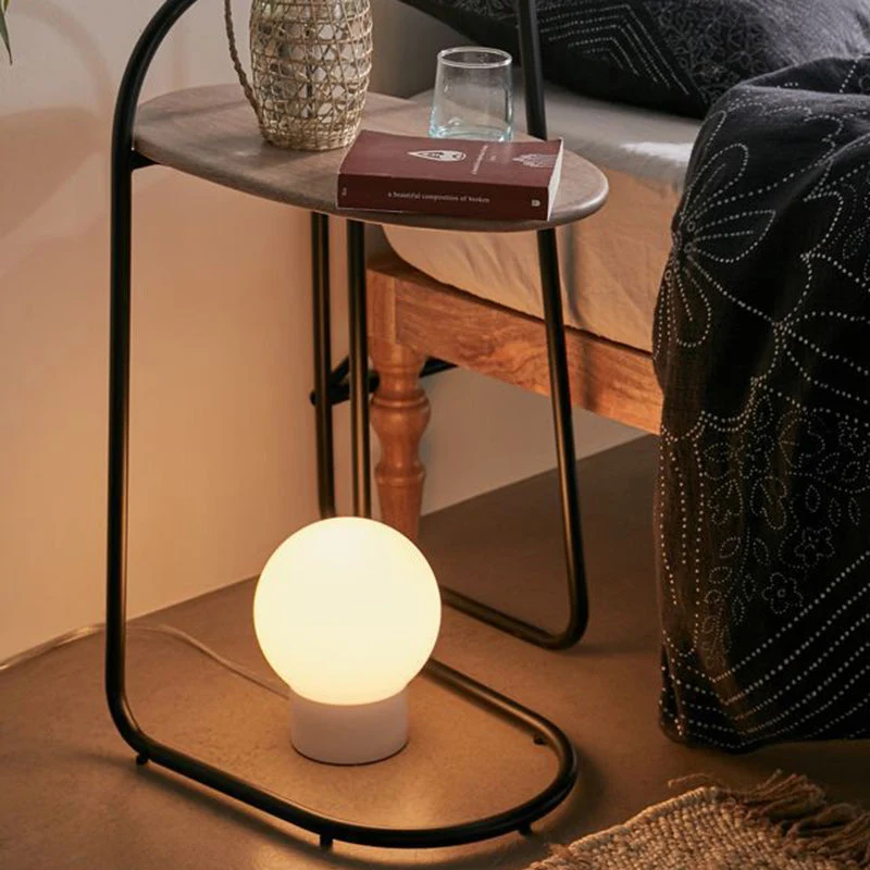 Modern Minimalist Oval Curve Birch Marine Plywood Metal End Table 1-Tier For Living Room
