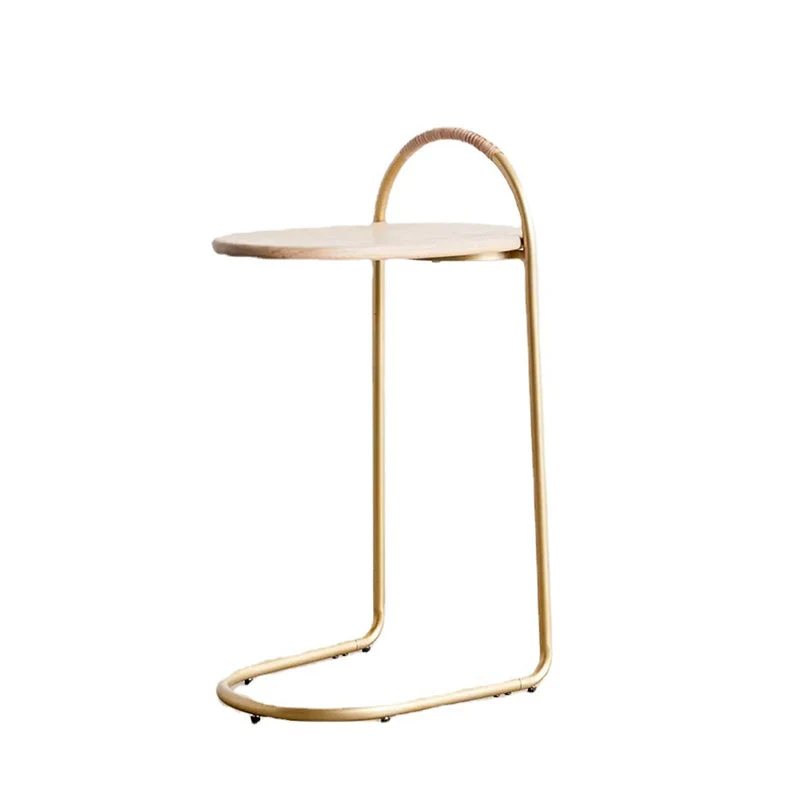 Modern Minimalist Oval Curve Birch Marine Plywood Metal End Table 1-Tier For Living Room