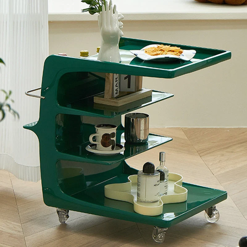 Contemporary Scandinavian Rectangular C Shape PC Iron End Table 4-Tier Movable For Living Room