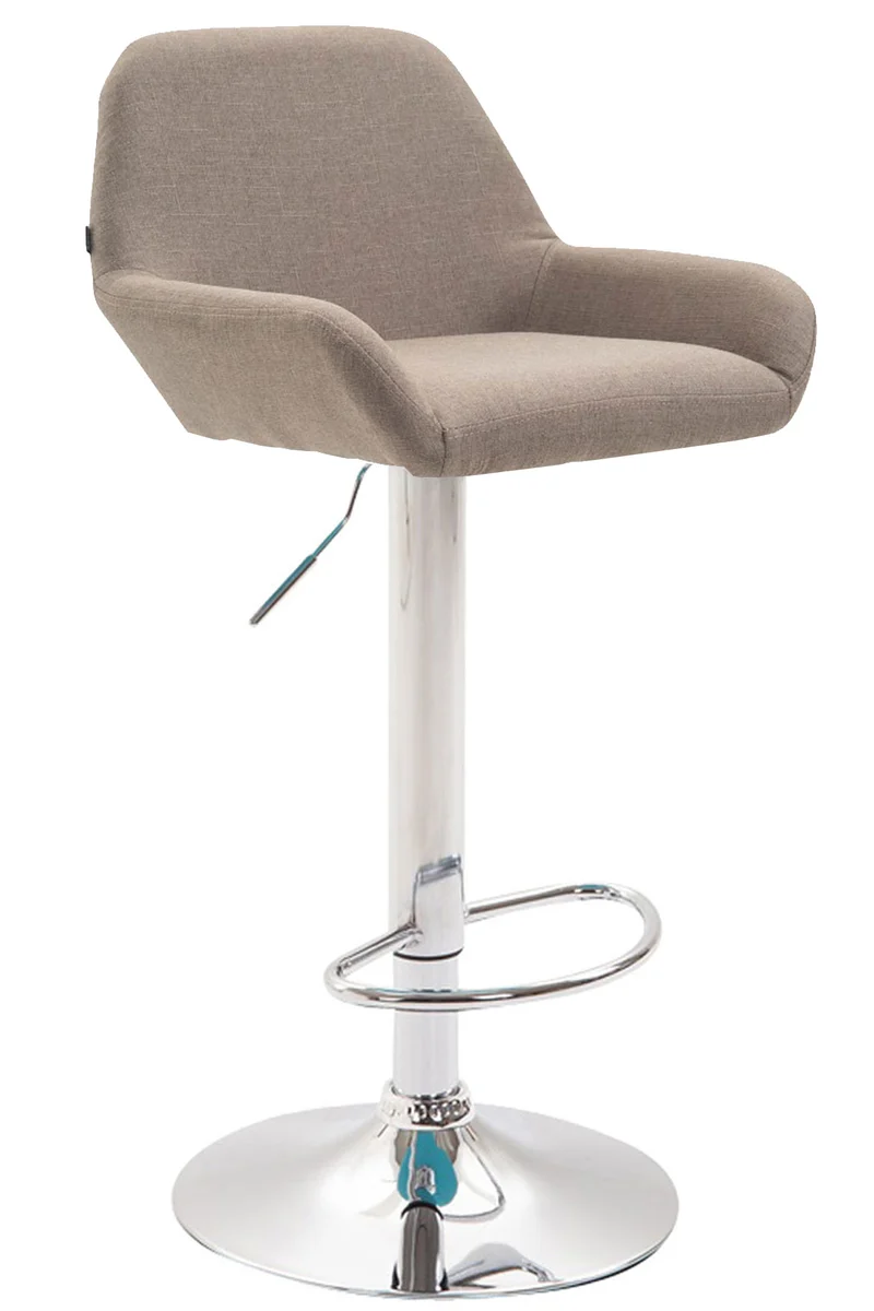 Lot de 2 tabourets de bar repose-pieds en forme d'arc en métal chromé assise en tissu taupe 10_0004042