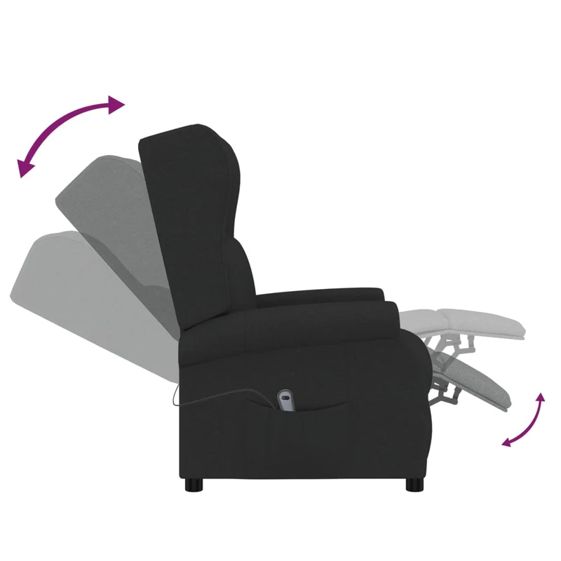 Fauteuil relax TV avec rebord latéral très confortable en tissu noir DEC028620