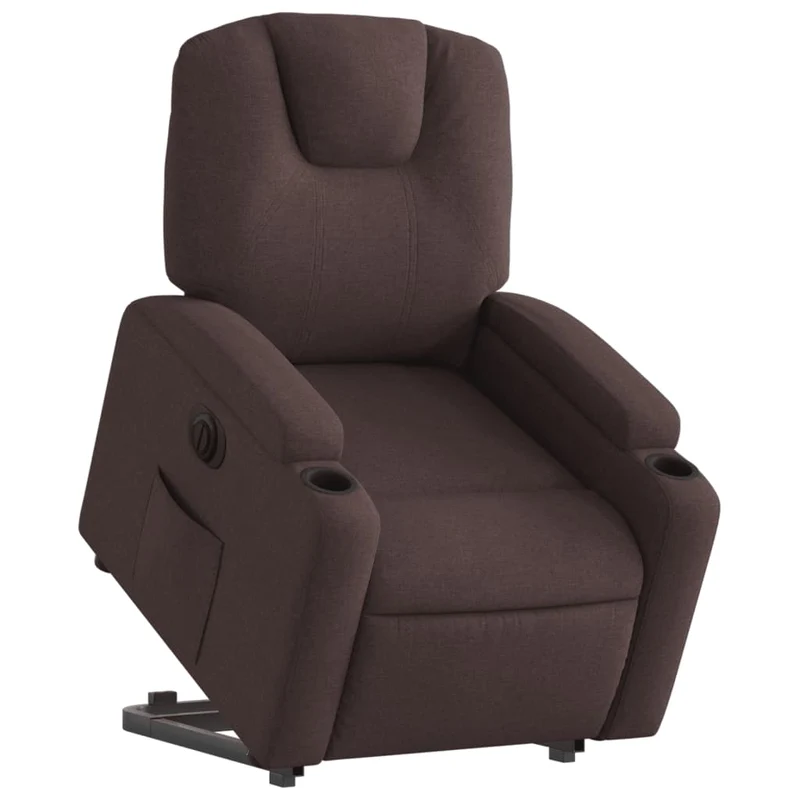 Fauteuil relax TV fonction de levage électrique très confortable en tissu marron foncé DEC028409