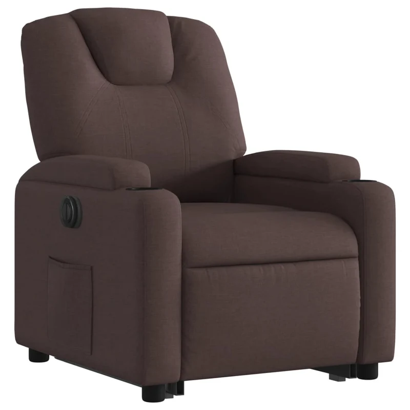 Fauteuil relax TV fonction de levage électrique très confortable en tissu marron foncé DEC028409