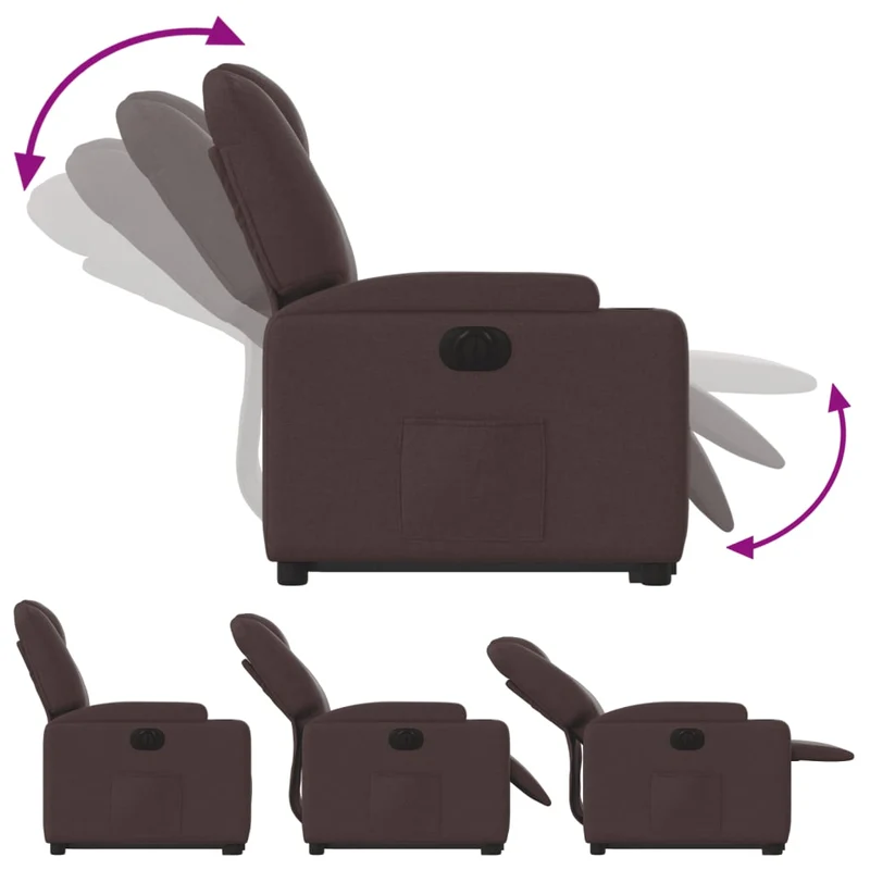 Fauteuil relax TV fonction de levage électrique très confortable en tissu marron foncé DEC028409