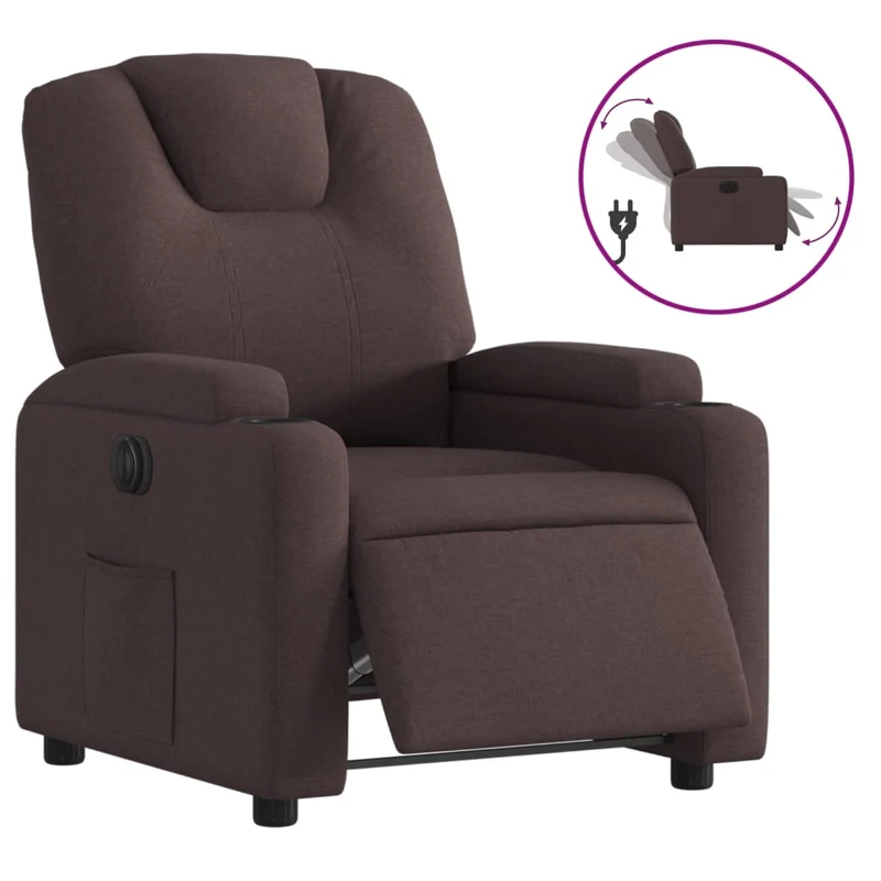 Fauteuil relax TV fonction d'inclinaison électrique très confortable en tissu marron foncé DEC028399
