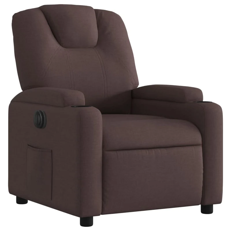 Fauteuil relax TV fonction d'inclinaison électrique très confortable en tissu marron foncé DEC028399