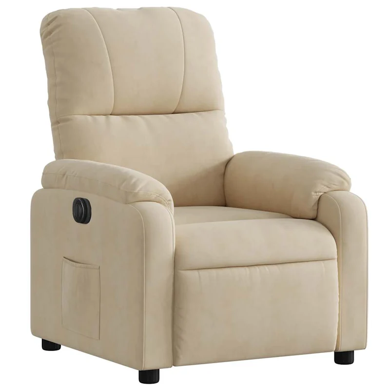 Fauteuil relax TV fonction d'inclinaison électrique très confortable en tissu microfibre crème DEC028295