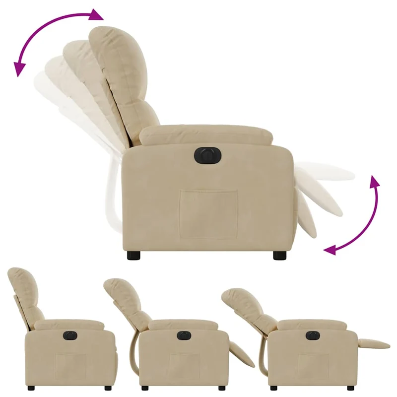 Fauteuil relax TV fonction d'inclinaison électrique très confortable en tissu microfibre crème DEC028295