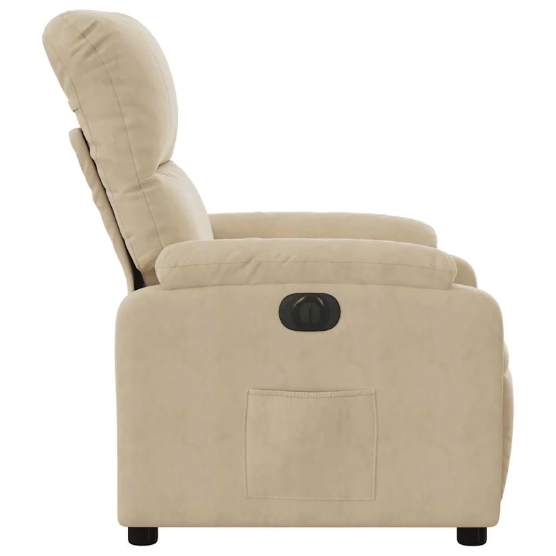 Fauteuil relax TV fonction d'inclinaison électrique très confortable en tissu microfibre crème DEC028295