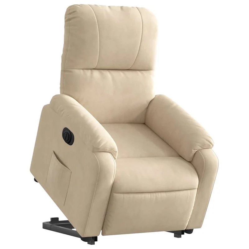 Fauteuil relax TV fonction de levage électrique très confortable en tissu microfibre crème DEC028294