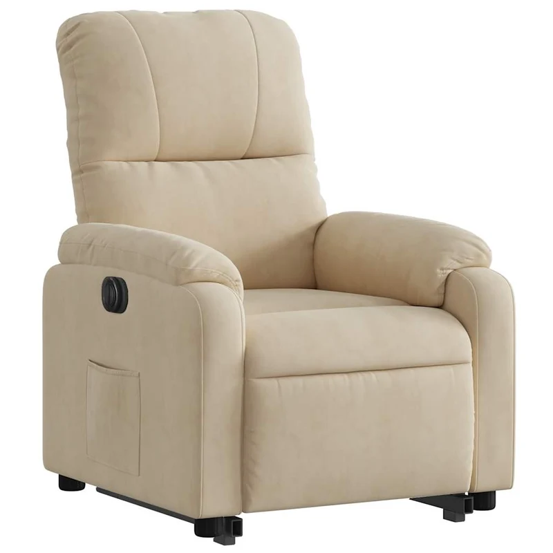 Fauteuil relax TV fonction de levage électrique très confortable en tissu microfibre crème DEC028294