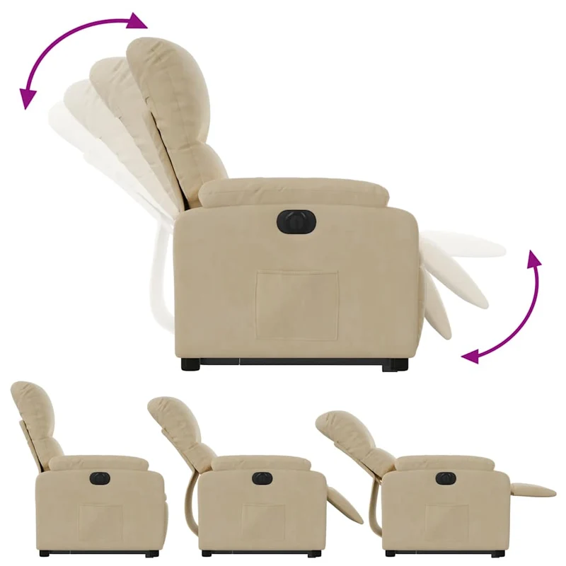 Fauteuil relax TV fonction de levage électrique très confortable en tissu microfibre crème DEC028294
