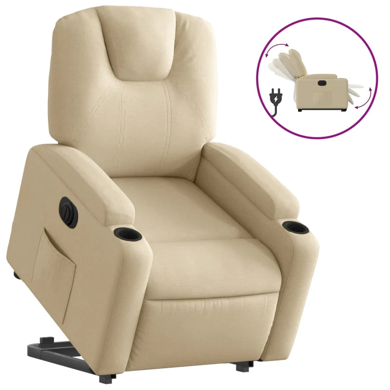 Fauteuil relax TV fonction de levage électrique très confortable en tissu crème DEC028291
