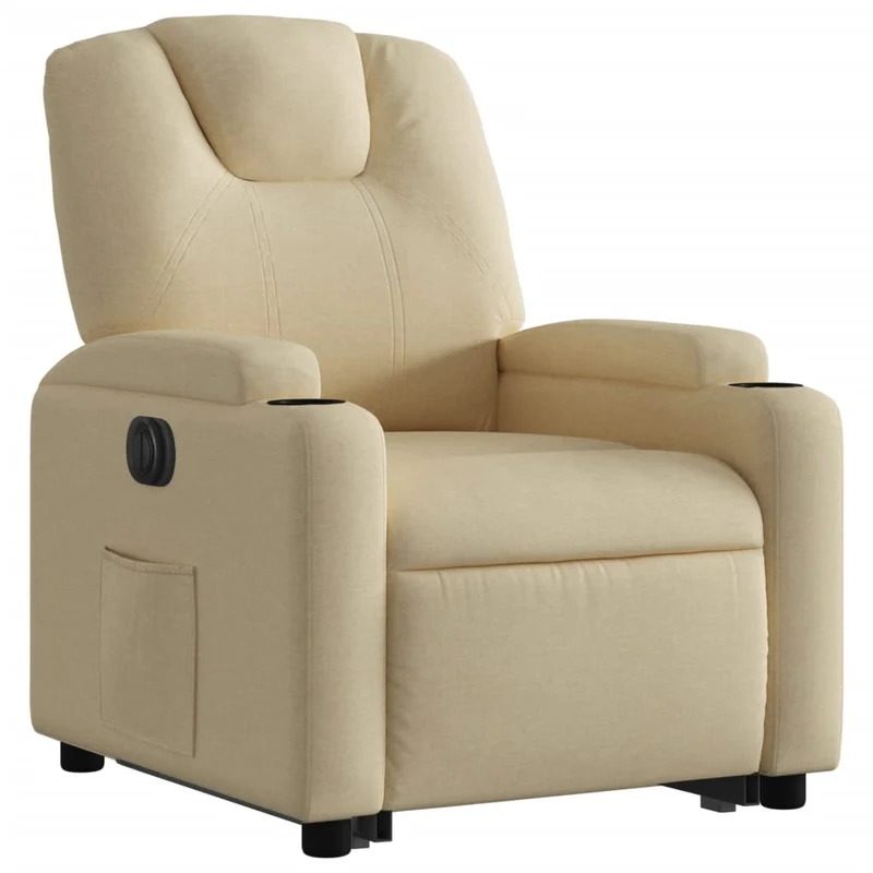 Fauteuil relax TV fonction de levage électrique très confortable en tissu crème DEC028291