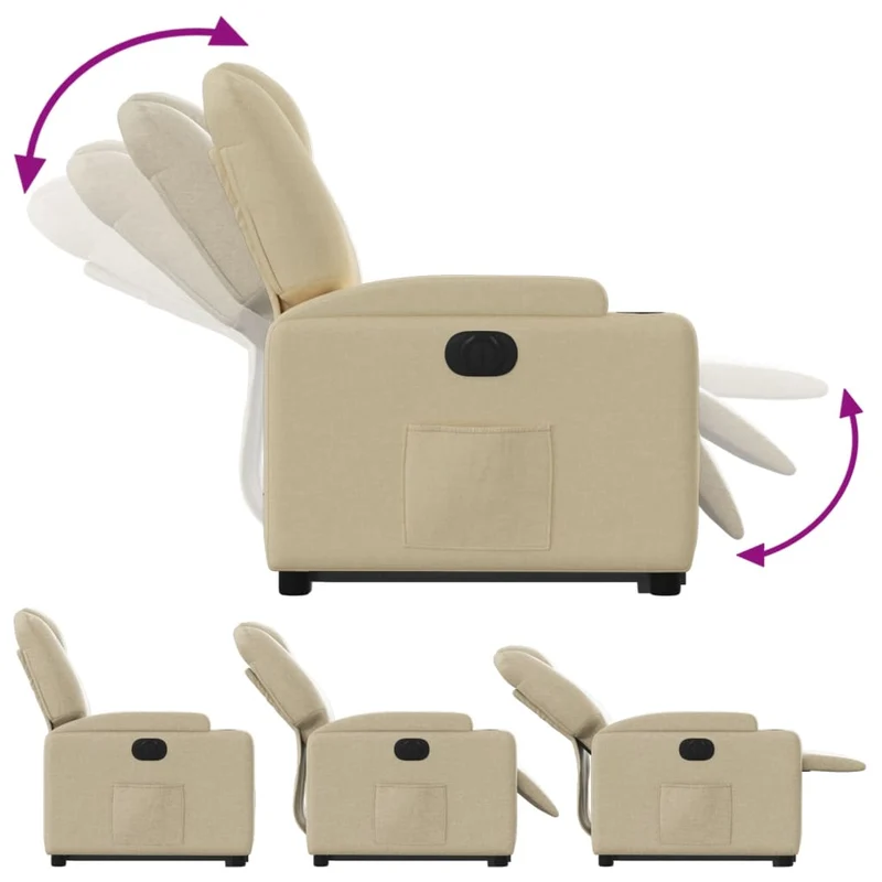 Fauteuil relax TV fonction de levage électrique très confortable en tissu crème DEC028291