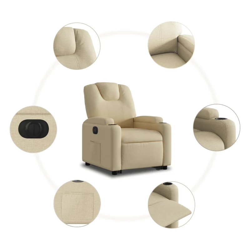 Fauteuil relax TV fonction de levage électrique très confortable en tissu crème DEC028291