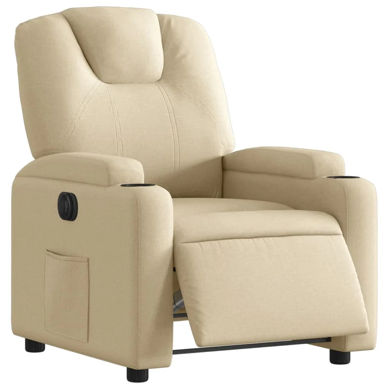 Fauteuil relax TV fonction d'inclinaison électrique très confortable en tissu crème DEC028288