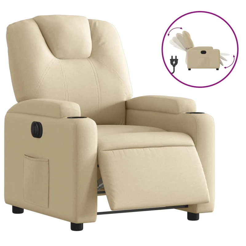 Fauteuil relax TV fonction d'inclinaison électrique très confortable en tissu crème DEC028288