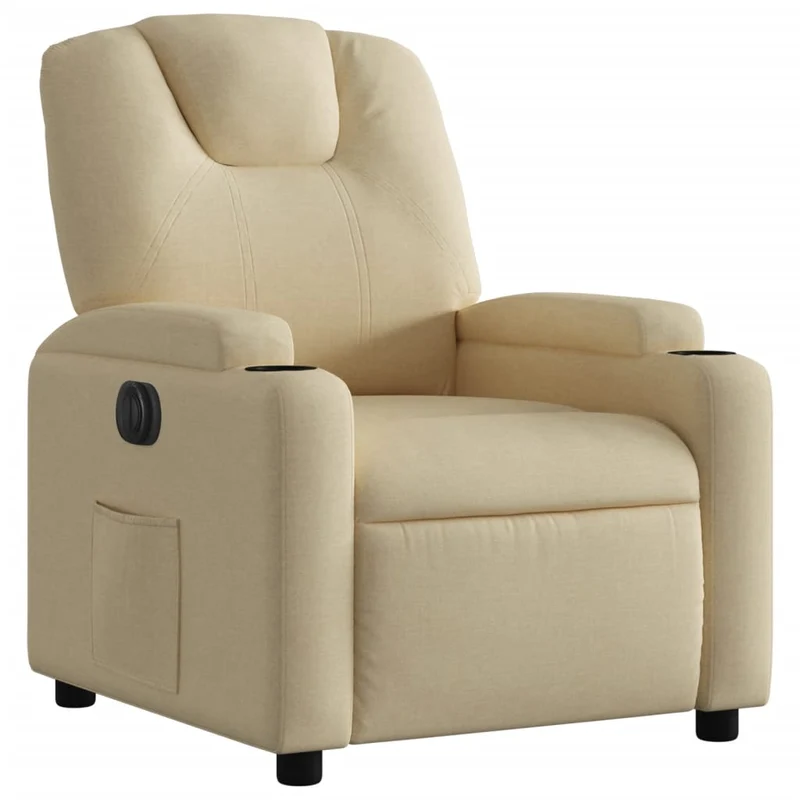Fauteuil relax TV fonction d'inclinaison électrique très confortable en tissu crème DEC028288