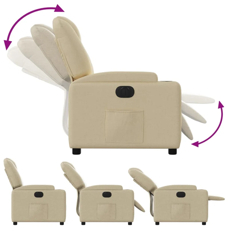 Fauteuil relax TV fonction d'inclinaison électrique très confortable en tissu crème DEC028288