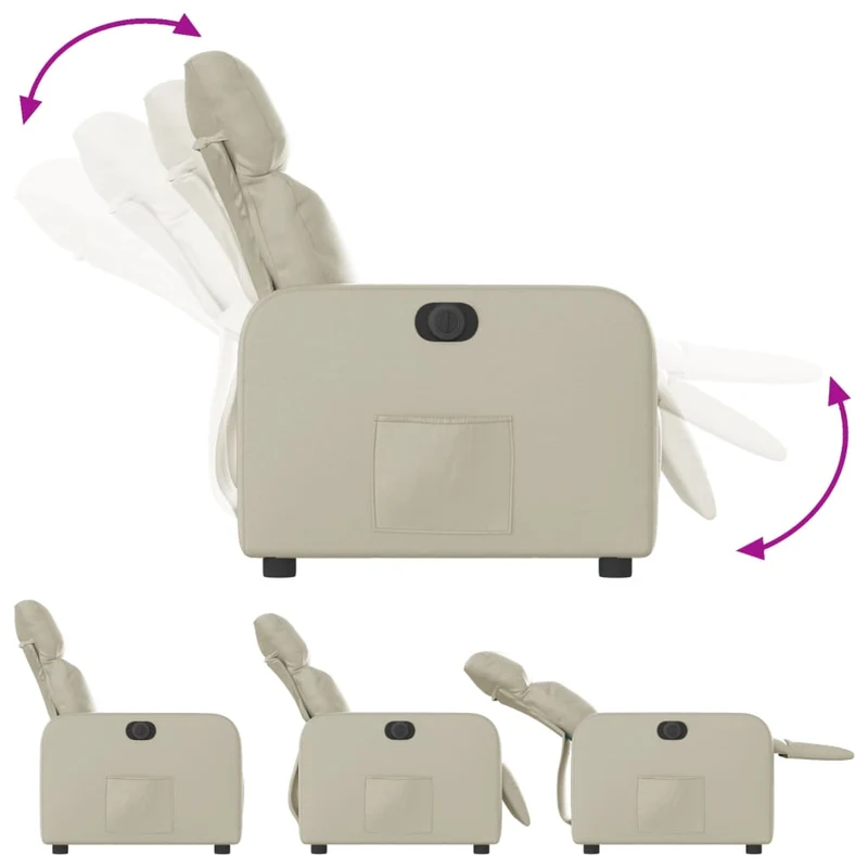 Fauteuil relax TV fonction d'inclinaison électrique très confortable en PVC crème DEC028266