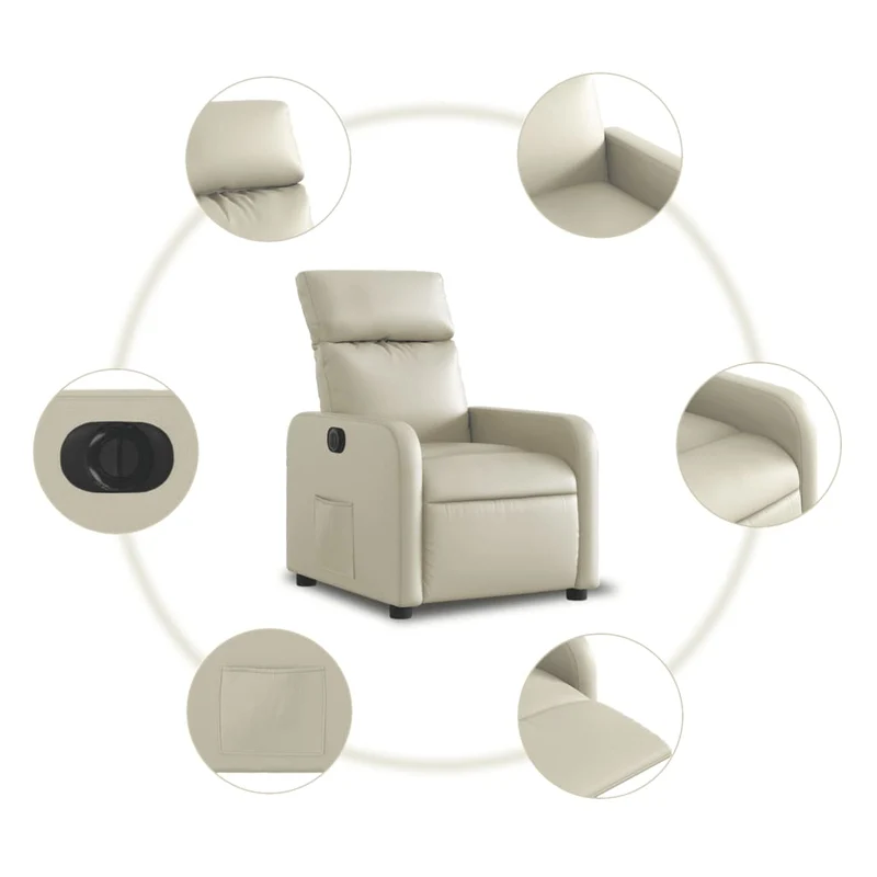 Fauteuil relax TV fonction d'inclinaison électrique très confortable en PVC crème DEC028266