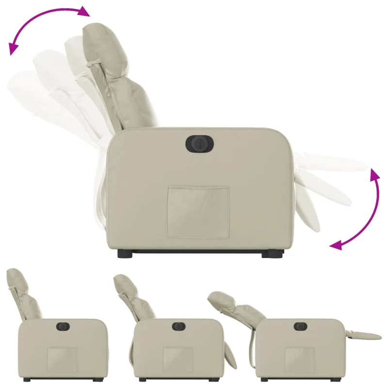Fauteuil relax TV fonction de levage électrique très confortable en PVC crème DEC028260
