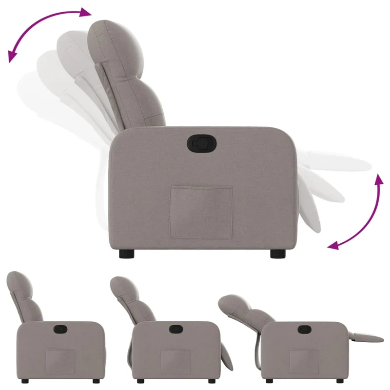 Fauteuil relax TV rembourrage confortable fonction d'inclinaison manuelle en tissu taupe DEC028201