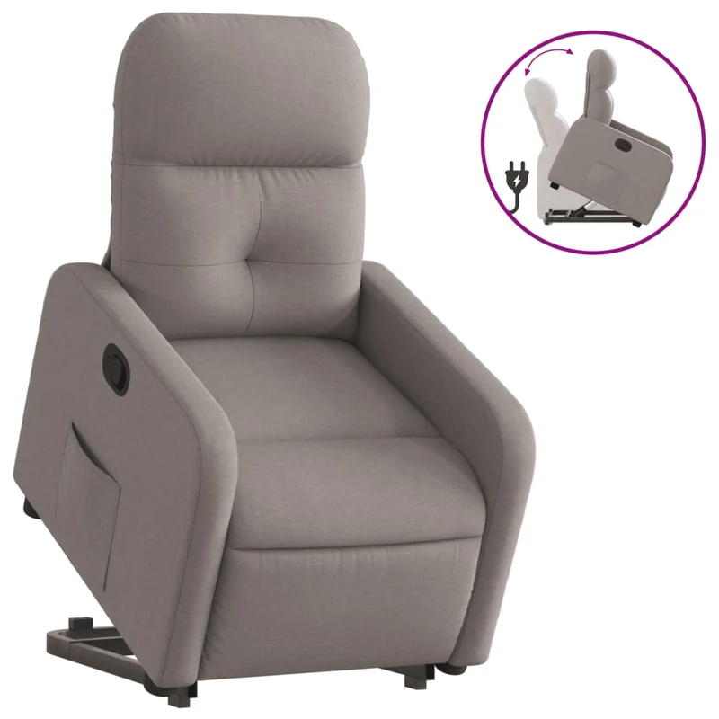 Fauteuil relax TV rembourrage confortable fonction de levage électrique en tissu taupe DEC028193